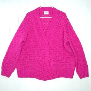Pink Rose Open-Front Pink Knit Cardigan Cozy Comfy Boho Barbie